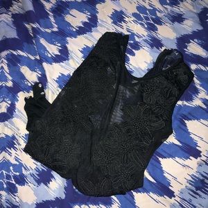 Mesh with lace body suit